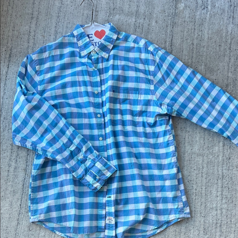 Izod Blue and White Plaid Men's Shirt